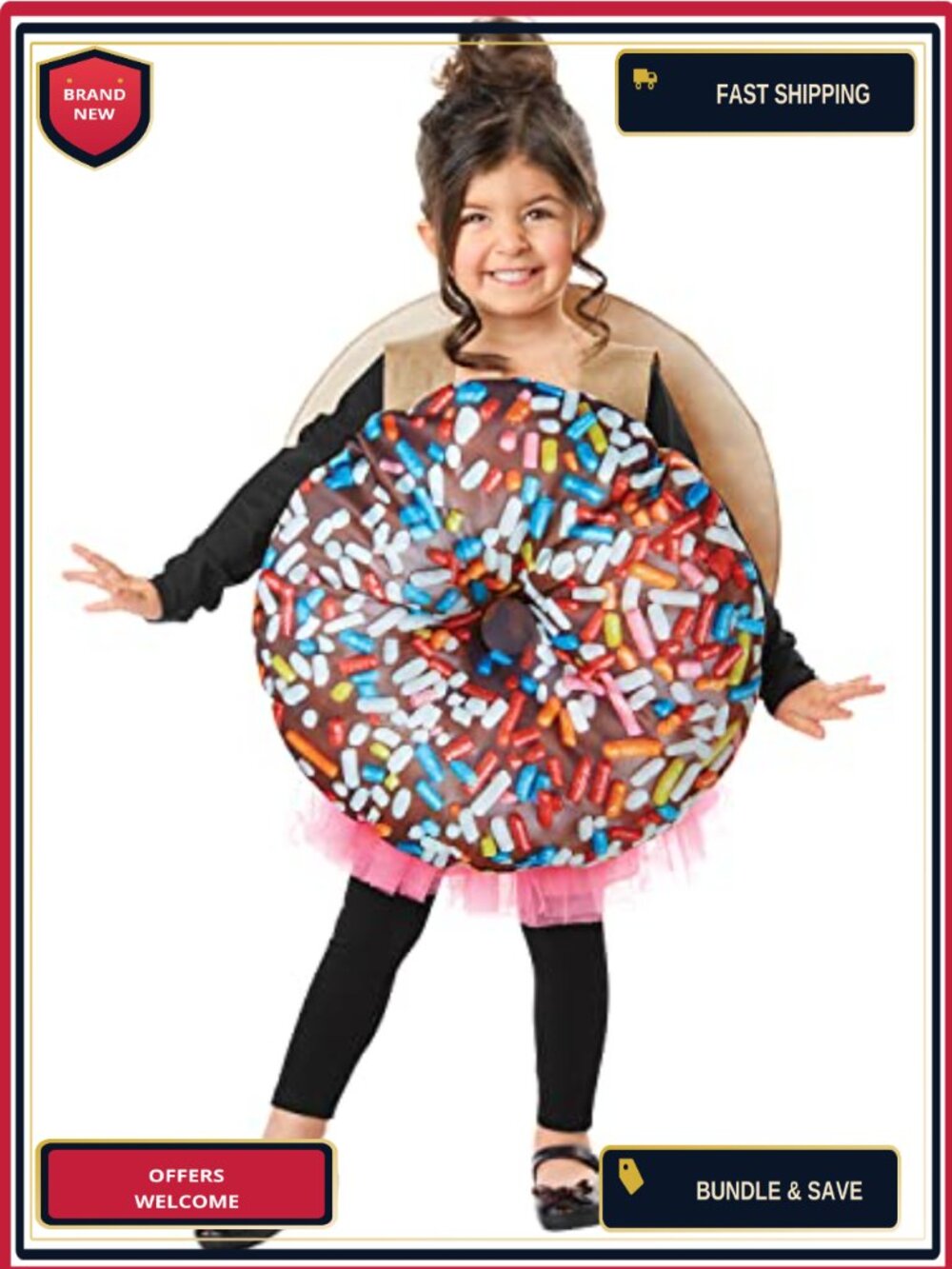 Kids Donut Costume Reversible Coat Halloween 2T-4T